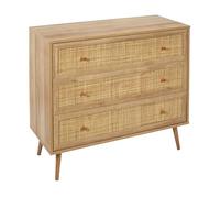 HOME DECO FACTORY Commode Moderne 3 Tiroirs Fonctionnelle 90 cm Marron | Commode moderne, 3 tiroirs, rangement fonctionnel, salon chambre, design élégant, 79x90x39 cm, marron