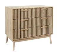 HOME DECO FACTORY - Commode Moderne en Bois avec 3 Tiroirs - Rangement Pratique pour Salon ou Chambre - Dimensions 90 x 49 x 79 cm - Couleur Marron Naturel - Modèle Klaus