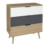 Home Deco Factory – Commode Sven – 3 tiroirs scandinave – Multicolore