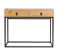 Home Deco Factory - Console Abbott - Bois et métal, 2 tiroirs - Marron/Noir - H80,5 x L100 x P35 cm