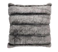 HOME DECO FACTORY Coussin Imitation Fourrure Rayé 40x40 cm Confort Gris | Polyester, coussin imitation fourrure, motif rayé, 40x40 cm, confort et élégance, salon ou chambre, gris foncé