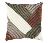 Home Deco Factory – Coussin Patchwork TX0332 – Confort, Entretien facile – 40x40cm Marron/Blanc/Vert