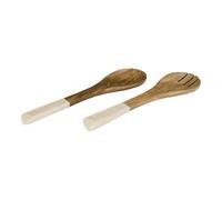 HOME DECO FACTORY Couverts à Salade en Manguier Naturel Ergonomiques Marron | Bois, couverts à salade en manguier naturel, style élégant et ergonomique, plats variés, service de table, marron et beige