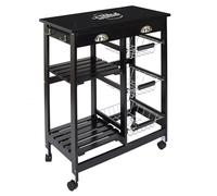 HOME DECO FACTORY desserte A roulettes Bistrot Maison et Bazar Rangement de Cuisine, MDF, Noir-Bois, 67 X 35 X 81 Hd7101