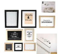 Home Deco Factory – Cadres photo mural en bois – 1x15x20 + 3x13x18 cm – Noir/Blanc/Marron