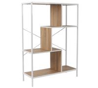 HOME DECO FACTORY Étagère Compartimentée 3 Niveaux 113 cm Blanc | Contreplaqué, étagère industrielle compartimentée, 3 niveaux, style vintage, salon chambre bureau, 80x113 cm, blanc et marron