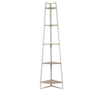 Étagère - HOME DECO FACTORY - Angle - 5 Niveaux - Bois et Métal - Blanc et Marron