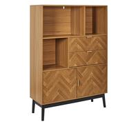 Home Deco Factory Bibliothèque Felix – 2 tiroirs, 2 portes – Marron et noir – 100x140x35 cm