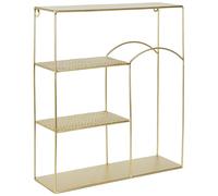 HOME DECO FACTORY Étagère Murale 3 Niveaux en Fer Fonctionnelle Doré | Fer, étagère murale, 3 niveaux, salon chambre entrée, élégante et fonctionnelle, à fixer, 40x45x12 cm, doré