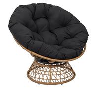 HOME DECO FACTORY – Fauteuil pivotant extérieur HD7235 1 place 360° coussin épais Noir/Naturel