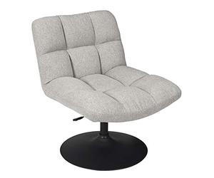 HOME DECO FACTORY Fauteuil Pivotant Reglable Siege Salon Salle À Manger Bois Tissu Gris Hd7149 80 X 79,5-89,5 X 65 cm
