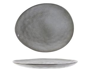 HOME DECO FACTORY Grande Assiette Plate en Grès Forme Galet 23 cm Gris | Céramique grès, grande assiette plate, forme galet, lave-vaisselle et micro-ondes, 23x27,5 cm, gris