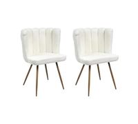HOME DECO FACTORY, HD0057, Lot de 2 Chaises Ariel Bouclette Blanc, Natural Crush, Mobilier, Assise, Chaise Fauteuil de Table, 52x82,5x54 cm, Hauteur Assise 49 cm, Blanc Noir