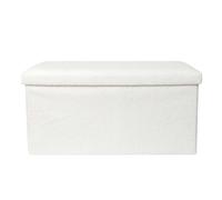 HOME DECO FACTORY, HD0059, Coffre Banc Pliable Bouclette Blanc M2, Natural Crush, Mobilier, Assise, Coffre et Banc Pliable, 76x38x38 cm, Hauteur Assise 38 cm, Blanc