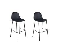 HOME DECO FACTORY, HD0067, Lot de 2 Chaises de Bar Giulia Noir, Lounge Edition, Mobilier, Assise, Tabouret et Chaise de Bar, 46x100,4x48,2 cm, Hauteur Assise 70 cm, Noir