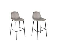 HOME DECO FACTORY, HD0068, Lot de 2 Chaises de Bar Giulia Gris, Lounge Edition, Mobilier, Assise, Tabouret et Chaise de Bar, 46x100,4x48,2 cm, Hauteur Assise 70 cm, Gris Noir