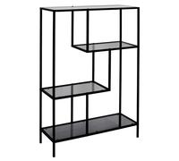 HOME DECO FACTORY - HD0084 Étagère en Verre Trempé Noir, Style Industriel Vintage, 3 Niveaux pour Livres et Décoration, Dimensions 80x30x113 cm, Finition Noire