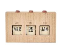 HOME DECO FACTORY - HD0094 Calendrier Flip Flap en Bois Brut, Élément Décoratif Fonctionnel pour Salon ou Bureau, Dimensions 30x15 cm, Teintes Marron et Noir