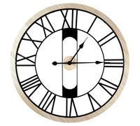 HOME DECO FACTORY - HD0120, Horloge Silencieuse en Bois et Métal D70 cm, Décoration Murale Élégante et Moderne, Fonctionnement Silencieux, Installation Facile, Marron et Noir
