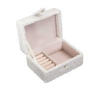 HOME DECO FACTORY - HD0129 Boîte à Bijoux Bouclette Élégante, Rangement Pratique avec Plusieurs Compartiments, Facile à Nettoyer, Dimensions 25x15x10 cm, Blanc