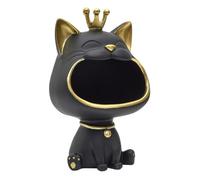 HOME DECO FACTORY, HD0158, Statue de Chat Noir Vide Poche Élégante, Objet Décoratif Pratique pour Clés et Bijoux, Design Moderne, Matériaux Durables, Taille Unique, Noir et Or