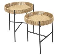 Home Deco Factory - Tables gigognes Pampa - Design marron et noir - Lot de 2