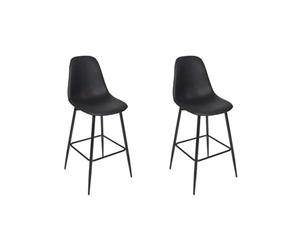 HOME DECO FACTORY - HD0190 Lot de 2 Chaises de Bar Amber Noir M2, Bistrot Indus, Mobilier, Assise, Tabouret et Chaise de Bar, 44x110x52 cm, Hauteur Assise 70 cm, Noir Marron