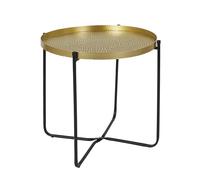 HOME DECO FACTORY - HD0203 Table d'Appoint en Métal Martelé - Design Chic et Industriel - Conçu pour Salon ou Salle à Manger - Dimensions 50 x 50 x 45 cm - Couleur Doré Noir