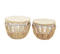 HOME DECO FACTORY - HD0230 - Table Gigogne X2 Java - Salon, Salle à Manger, Marron, 45x35x45