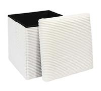 HOME DECO FACTORY, HD0276, Coffre Pouf Pliable Cotele Scott Beige M4, Softness, Mobilier, Assise, Coffre et Banc Pliable, 38x38x38 cm, Hauteur Assise 38 cm, Beige