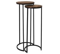 HOME DECO FACTORY - HD0289 Lot de 2 Sellettes Gigognes - Collection Softness - Mobilier Table et Bureau - Dimensions 32,5x80x32,5 cm - Couleur Noir Marron