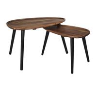 Lot De 2 Tables Gigognes - Home Deco Factory - Galet - Acacia - Noir Et Marron