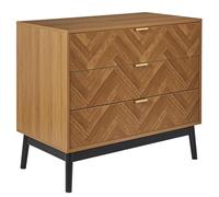 HOME DECO FACTORY - HD0302 Commode Élégante avec 3 Tiroirs - Rangement Pratique pour Salon ou Chambre - Finition Soignée - Dimensions 90 x 79 x 49 cm - Couleur Marron Noir