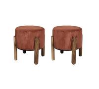 HOME DECO FACTORY, HD0336, Lot de 2 Tabourets Cotele Scott Terracotta, Softness, Mobilier, Assise, Banc et Tabouret, 35,5x35x35 cm, Hauteur Assise 30 cm, Terracotta Marron