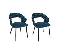 HOME DECO FACTORY - HD0357 Lot de 2 Chaises Sawyer Bleu Canard - Conçu pour Mobilier Lounge - Dimensions 66 x 82 x 54 cm - Hauteur Assise 47 cm - Couleur Bleu Noir