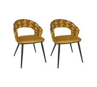 HOME DECO FACTORY - HD0358 Lot de 2 Chaises Sawyer - Lounge Edition - Mobilier Assise Chaise Fauteuil de Table - Dimensions 66 x 82 x 54 cm - Hauteur Assise 47 cm - Couleur Jaune Moutarde/Noir