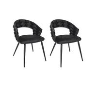 HOME DECO FACTORY - HD0359 Lot de 2 Chaises Sawyer - Lounge Edition - Mobilier - Assise Chaise Fauteuil de Table - 66 x 82 x 54 cm - Hauteur Assise 47 cm - Couleur Noir