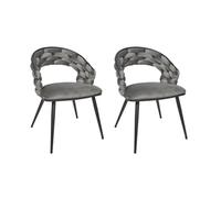 HOME DECO FACTORY, HD0360, Lot de 2 Chaises Sawyer Gris, Lounge Edition, Mobilier, Assise, Chaise Fauteuil de Table, 66x82x54 cm, Hauteur Assise 47 cm, Gris Noir