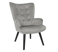 HOME DECO FACTORY, HD0366, Fauteuil de Salon Giulia Gris, Lounge Edition, Mobilier, Assise, canapé et Fauteuil, 68x96x75 cm, Hauteur Assise 43 cm, Gris