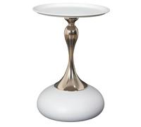 HOME DECO FACTORY, HD0387, Table d'Appoint Portobello Blanc M1, CollectionMirage, Mobilier, Table Et Bureau, Table d'Appoint - Gigogne, 38x54x38 cm, Blanc Dore