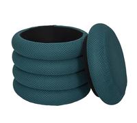 HOME DECO FACTORY, HD0424, Pouf Rangement Design Moderne et élégant, idéal pour Salon ou Chambre, Pratique et léger, capacité de Rangement généreuse, Taille 37x42x37 cm, Couleur Bleu