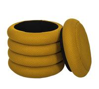 HOME DECO FACTORY - HD0425 Pouf Rangement Moderne Jaune, Assise Multifonctionnelle, Idéal pour Salon ou Chambre, Léger et Facile à Déplacer, 37x42x37 cm, Jaune