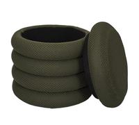 HOME DECO FACTORY - HD0427 Pouf Rangement Atome Kaki - Design Élégant pour Salon ou Chambre - Confort et Polyvalence - Taille 37x42x37 cm - Couleur Kaki