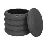 HOME DECO FACTORY, HD0428, Pouf Rangement Atome Gris - Design Élégant et Pratique, Idéal pour Salon ou Chambre, Siège d'Appoint Multifonctionnel, Taille 37x42x37 cm, Couleur Gris Foncé