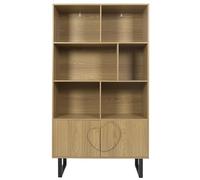 HOME DECO FACTORY, HD0435, Bibliothèque contemporaine élégante avec étagères spacieuses, idéale pour Salon ou Bureau, Finition soignée, Facile à Assembler, Marron Noir, 100x180x35 cm