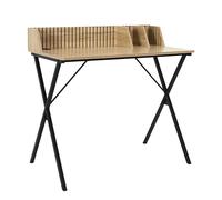 HOME DECO FACTORY, HD0486, Bureau Moderne et élégant avec Espace de Rangement optimisé, Facile à Assembler, Polyvalent pour Travail et Loisirs, Durable, 90x76x50 cm, Noir/Marron