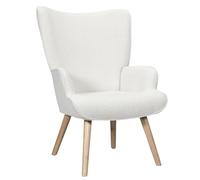 HOME DECO FACTORY, HD0487, Fauteuil de Salon Bouclette Rhea, Confort Optimal, Style Élégant, Facilité d'entretien, Polyvalent, Robuste - Taille 68x96x75 cm, Couleur Blanc
