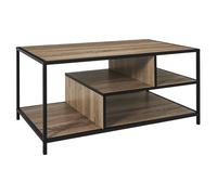 Home Deco Factory - Table basse Edison - Bois & métal, rangement intégré - Marron/Noir - 90x42x55 cm