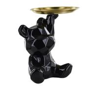 HOME DECO FACTORY - HD0521 Vide-Poche Ourson Noir H12cm, Accessoire Pratique pour Clés, Bijoux et Petits Objets, Adapté pour Salon, Chambre ou Bureau, Couleur Noir