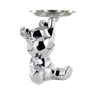 HOME DECO FACTORY, HD0522, Statue Ourson Vide Poche Argenté, Design Unique et Pratique, Idéale pour Décoration Intérieure, Hauteur 12 cm, Couleur Argent, 14,5x12x18 cm
